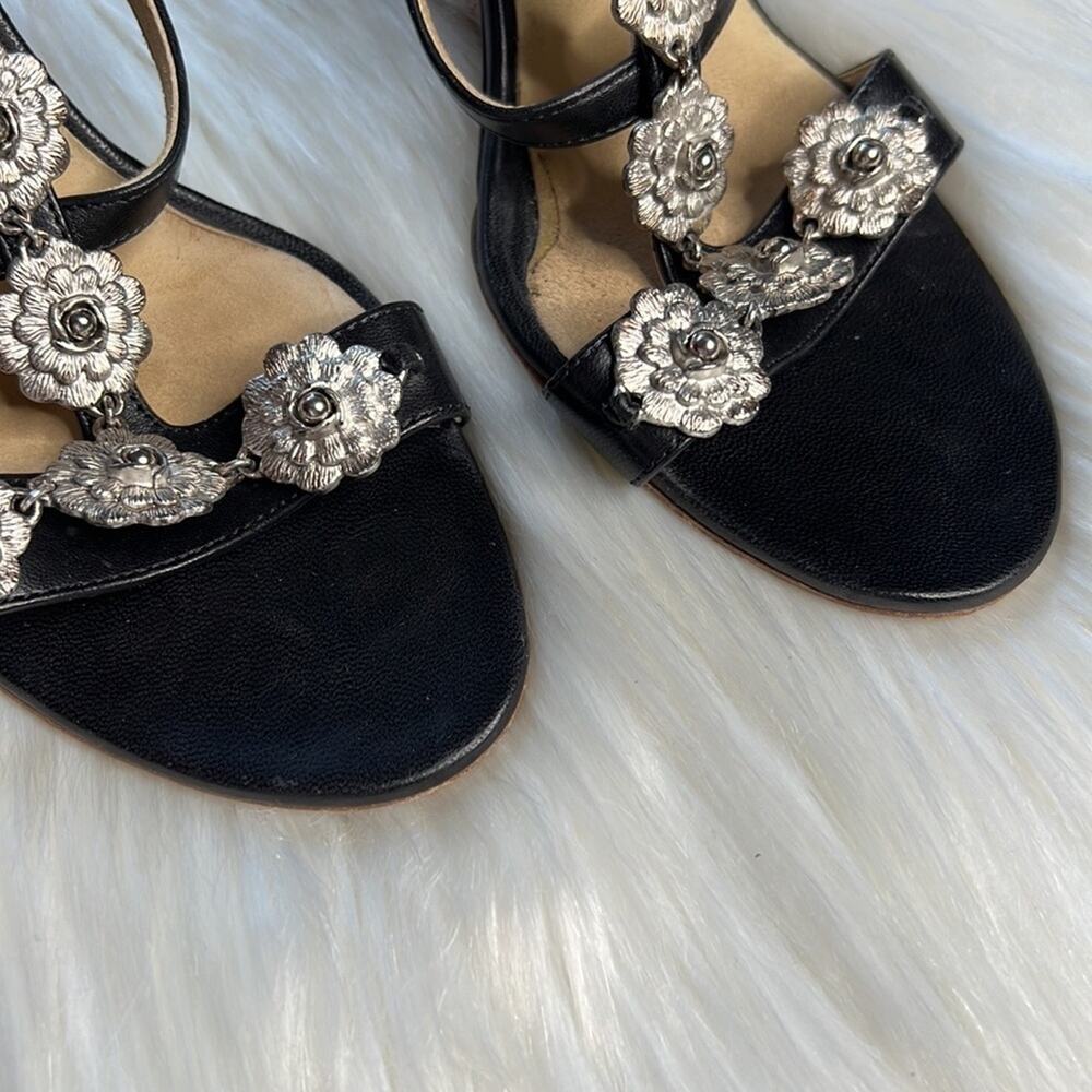 Chanel Black Camellia Charm Wedge Sandals - Picture 6 of 15